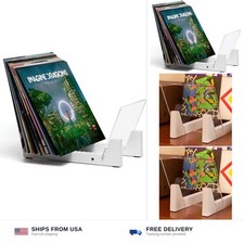 Vinyl Record Storage - Solid Wood with Crystal Clear Acrylic Holder - Premium...