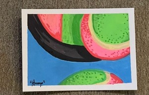 ACEO Original Painting Nostalgia Sticky Toss and Catch - Love the 90s Series 6/6