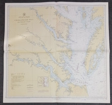 1941 MARYLAND CHESAPEAKE BAY South color 34"x33" MAP U.S. Coast Geodetic Survey