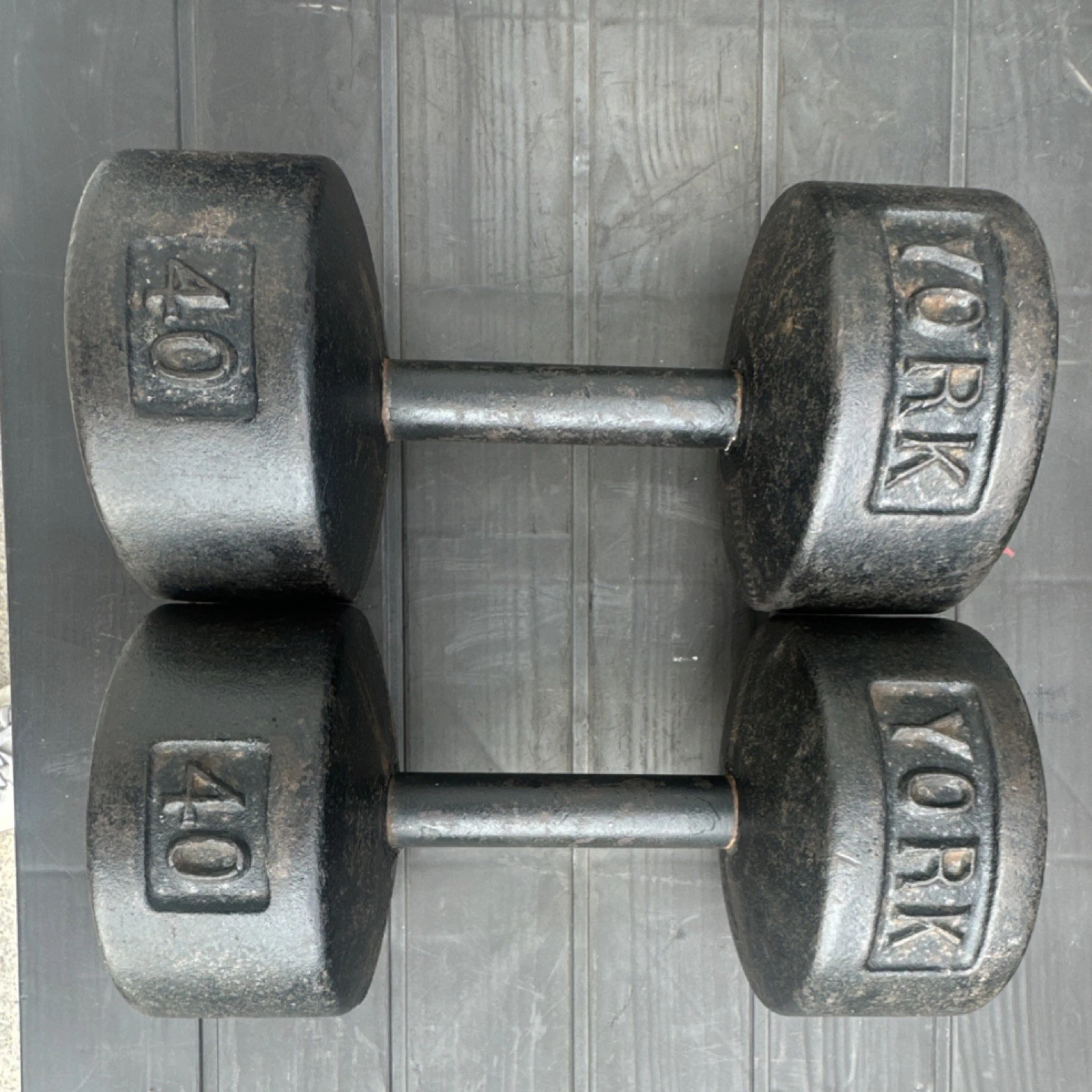 Vintage YORK 40lb Roundhead dumbbells- pre USA