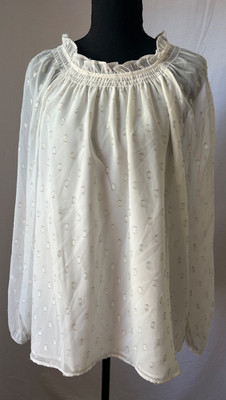 Talbots Top XL Ruffle Collar Sheer Sleeves NWT