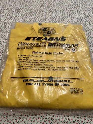 Stearns Industrial Rain Parka 8205 NOS Sealed Heavy Duty PVC Workwear Jacket M - product listing photo