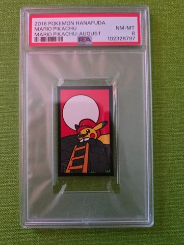 Pokemon Mario Pikachu Hanafuda August PSA 8 Near Mint - Japan Graded