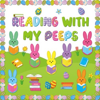 Easter Reading Bulletin Board Decoration Set Spring Easter Bunny Egg Borders Cut