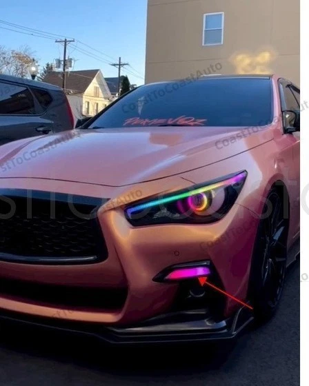 RGB Smoked LED Sequential Signal Fog Lights For Infiniti Q50 Q50S Sport 2014-20 Foto 2 de 4