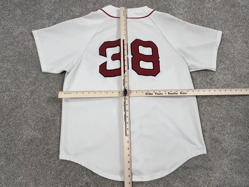 Camiseta de béisbol Boston Red Sox para hombre MLB botón frontal número 38 blanca Foto 4 de 4
