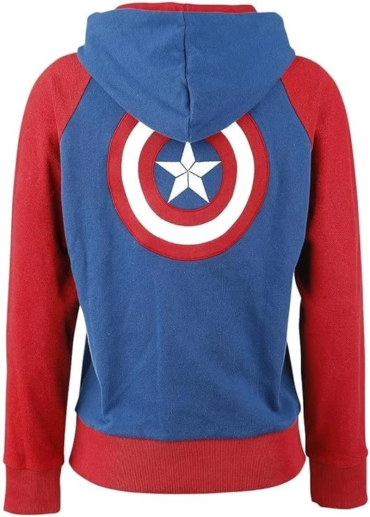 Captain America Civil War Shield Logo Girls hooded zip red/blue L - Image 3 of 4