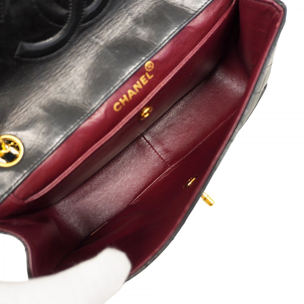 Auth [6ba1008-k] CHANEL Shoulder Bag Matrasse WChain Lambskin Black Gold met... thumbnail 4