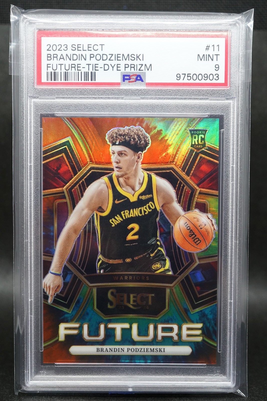 2023- 24 Panini Select Brandin Podziemski Future Tie Dye #11 12/25 PSA 9 ROOKIE