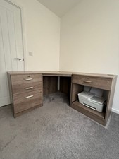 Walshaw Corner Desk - Grey Nebraska Desk with Drawers