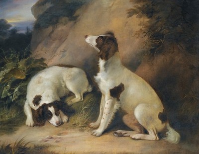 Richard Livesay 1753 1823 Zwei Springer Spaniels in einer Felslandschaft 1804 Sotheb
