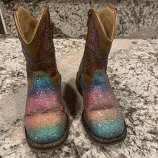 Roper Glitter Rainbow Toddler 7 Cowboy Boots Preowned