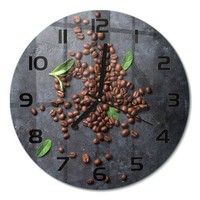 Glasuhr Runde Wanduhr Aus GehäRtetem Glas Kaffeebohnen Schwarze Zeiger Fi30 Cm