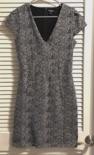 Express Black & White Fit & Flare Dress Women’s S V‑Neck Work Career