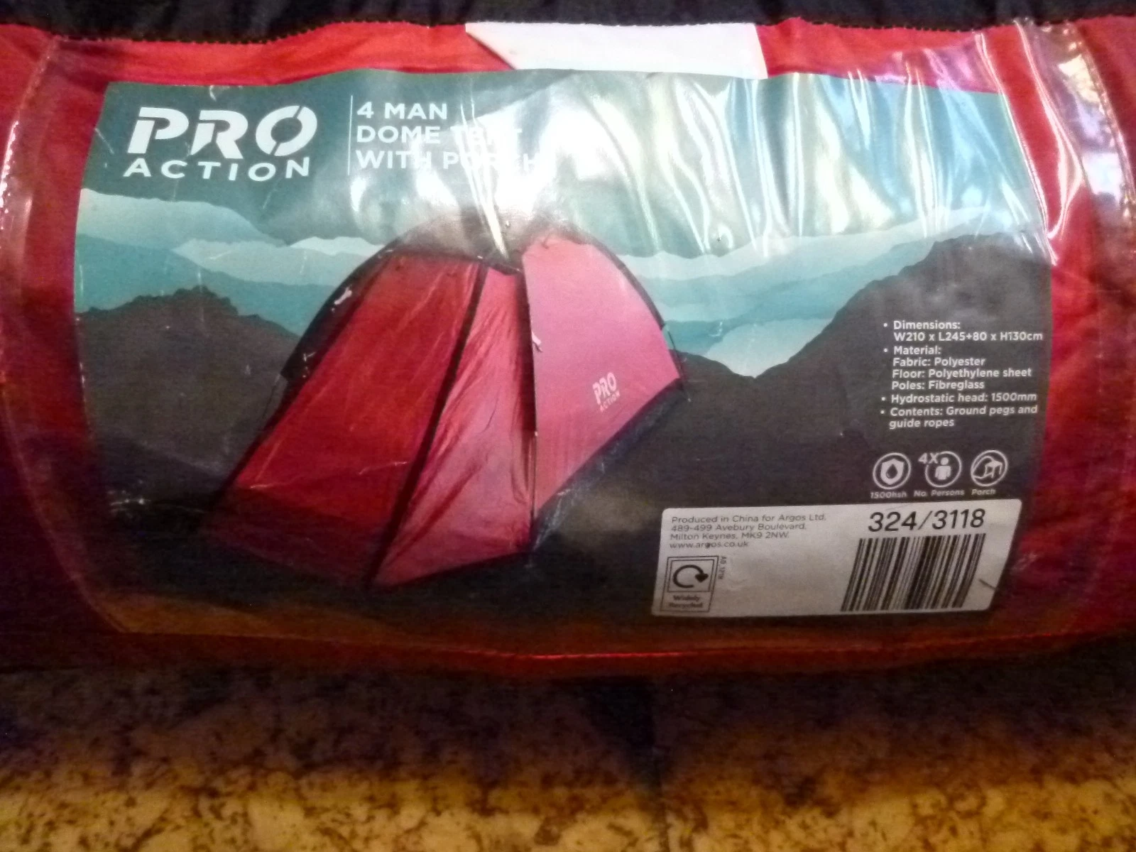 NEW PROACTION 4 MAN DOME TENT WITH PORCH