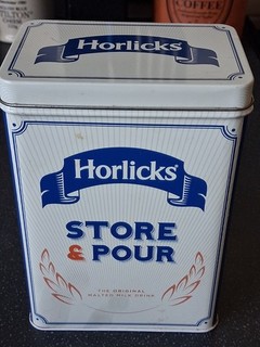New Vintage Horlicks “Store & Pour” Storage Tin Collectible