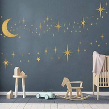 Retro Starburst Wall Decals Stars Wall Stickers Retro Starburst -Vintage Gold