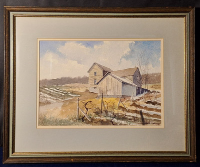 Original Ward Palmer Mann Watercolor Painting Signed Framed Webster NY Studio