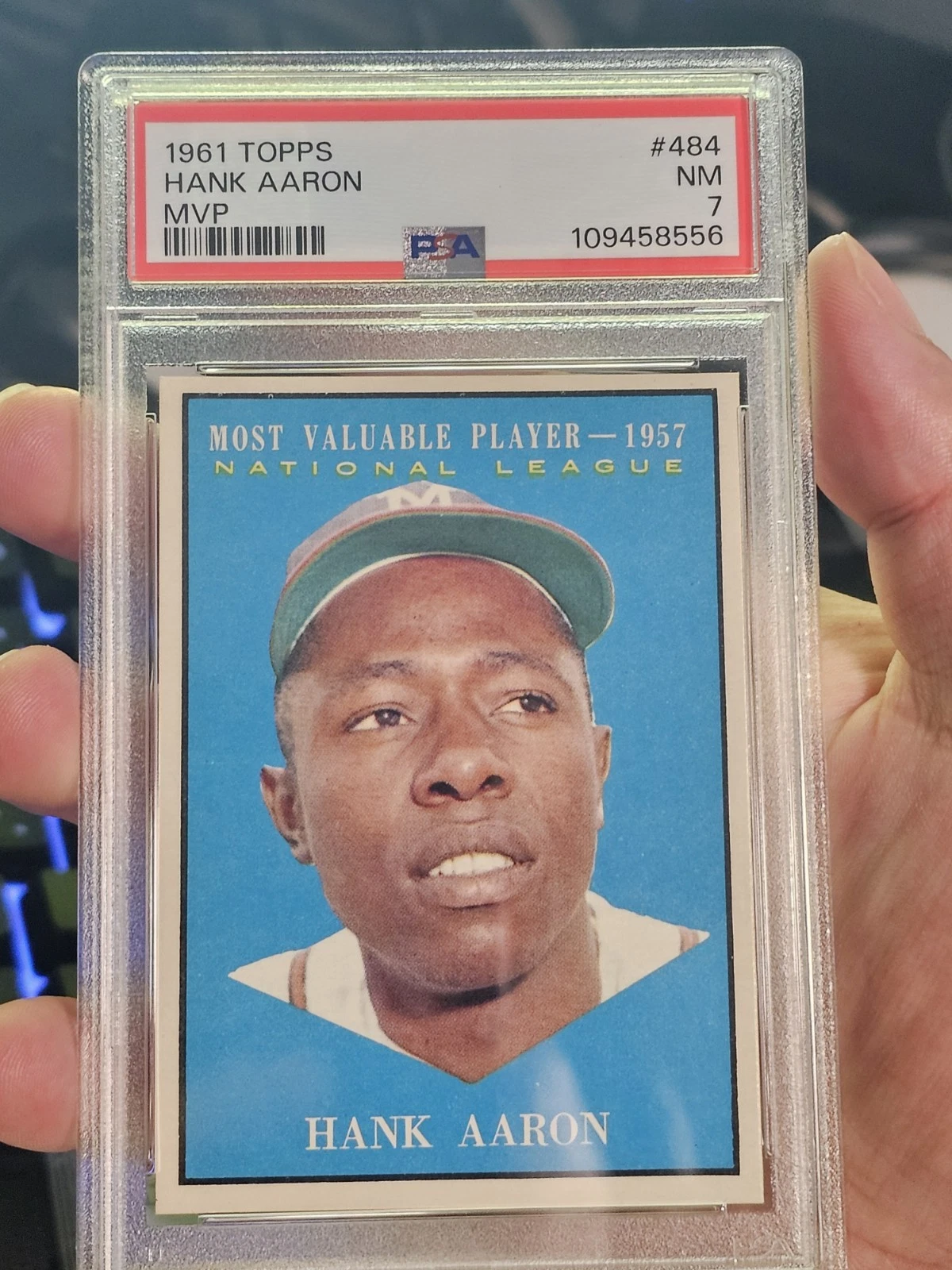 Deal for 1961 Topps #484 Hank Aaron MVP PSA 7 High End HOF Milwaukee Braves