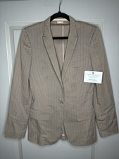 Stella McCartney Pinstripe Beige Tan Blazer Single Button Size 42 or US 6