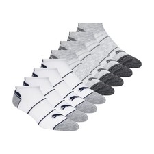 PUMA Kids' 8 Pack Low Cut Socks, White/Blue, 7-8.5 US 7-8.5, White/Blue