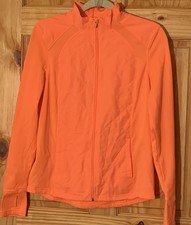 Danskin Now Fitted Zip Dri More Yoga Jacket Womens Thumb Holes Orange Med 8-10 