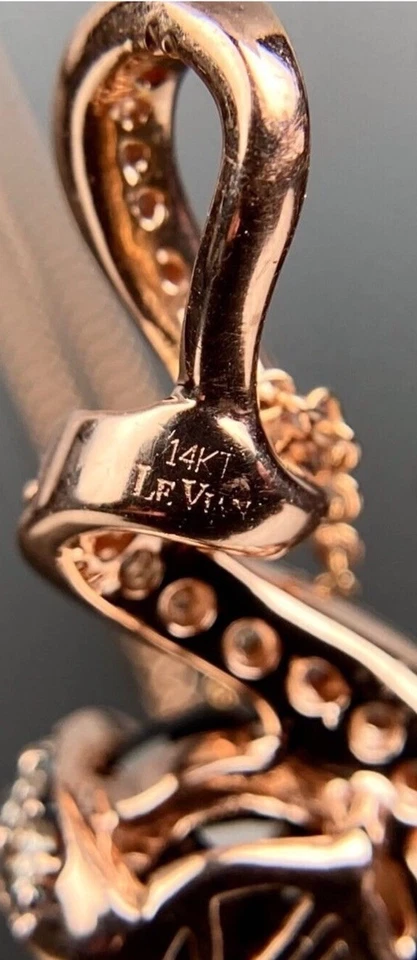 Collar Levian 14k Rosa G Chocolate, Diamante Blanco y Cuarzo Ahumado Colgante 18"". Foto 4 de 4