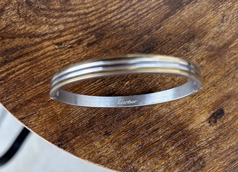 Auténtico Brazalete Cartier - Diseño Baselit Dorado Vintage - Elega atemporal Foto 4 de 4