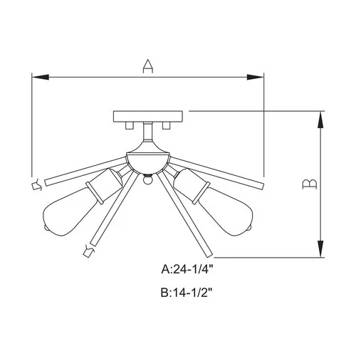 Estelle 6-Light Semi-Flush Mount in Mid-Century Modern and Sputnik Style 14.5 - Picture 4 of 13
