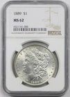 1889 $1 NGC MS 62 Morgan Silver Dollar