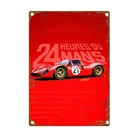Vintage for 24 Hours of Le Mans Tin Metal Signs Home Décor 8x12 Red Racing Car