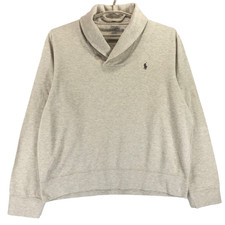 Polo Ralph Lauren Men's L Sweatshirt Beige Cotton Blend Long Sleeve Pullover