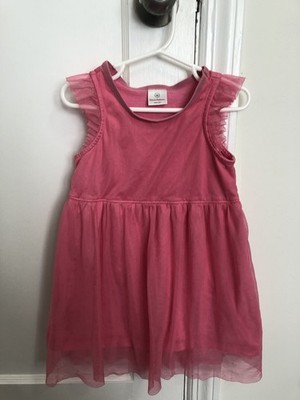 Girls Hanna Andersson Pink Tulle Overlay Dress Euro 90 / Size 3T Very Good VGUC