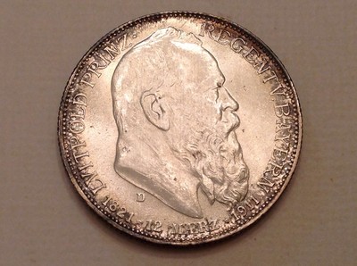 -Germany 1911 Bavaria Two (2) Marks 90th Birthday Prince Regent Uncirculated UNC