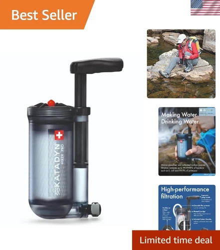 Hiker Pro Hand Pump Water Filter for Backpacking, Camping, Emergency Survival