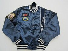 Vintage Satin Navy Bommer Jacket Men's L Blue World War II Veteran USA Swingster