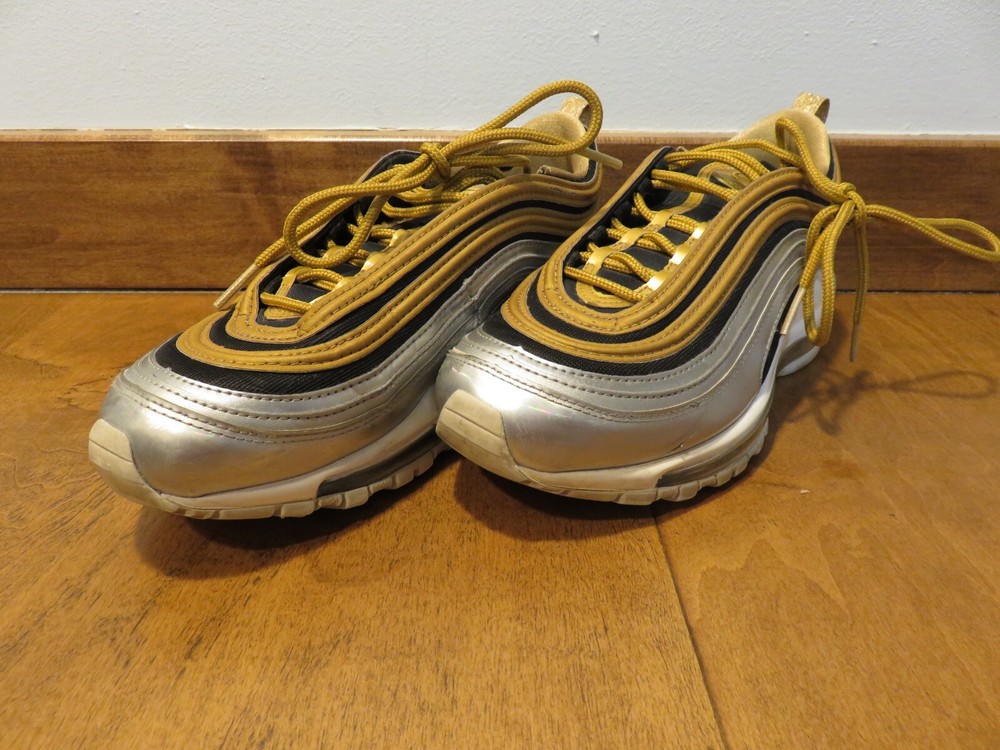 Nike Air Max 97 Metallic Gold Black Womens Size 8 Preowned AQ4137-70