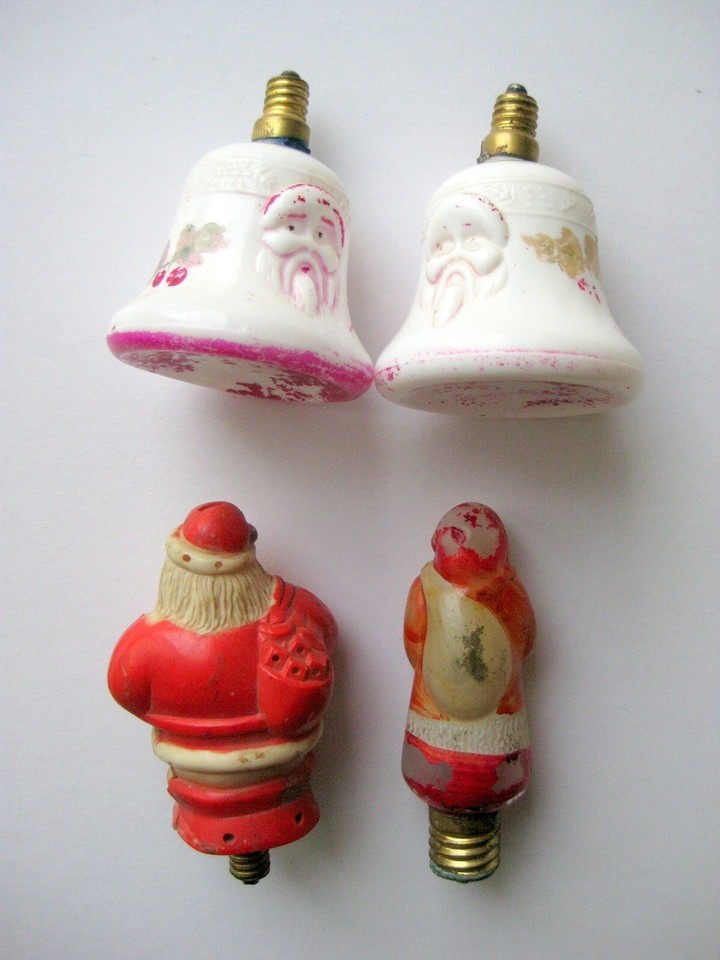 Four Vintage Santa Claus Figural Christmas Light Bulbs eBay