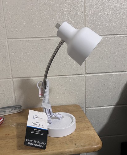Mainstay LED Desk Lamp with Catch-all Base & AC Outlet, Matte white - Picture 4 of 5