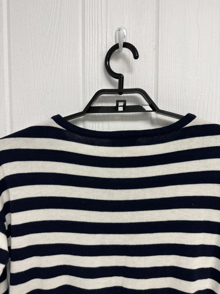 Ограниченный женщин темно-синий и белый в полоску ворота пуловер свитер размер S - Изображение 4 из 4