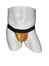 men's thong jockstrap underwear splash orange colorful one size