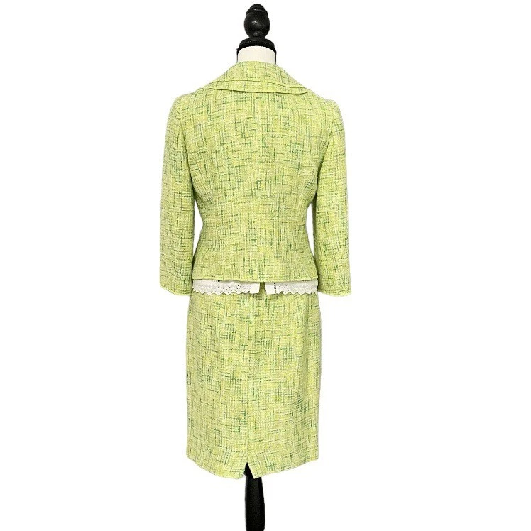 De colección David Meister Tweed Falda Traje Blazer Chaqueta Estilo Audrey Hepburn Pequeño Foto 2 de 4