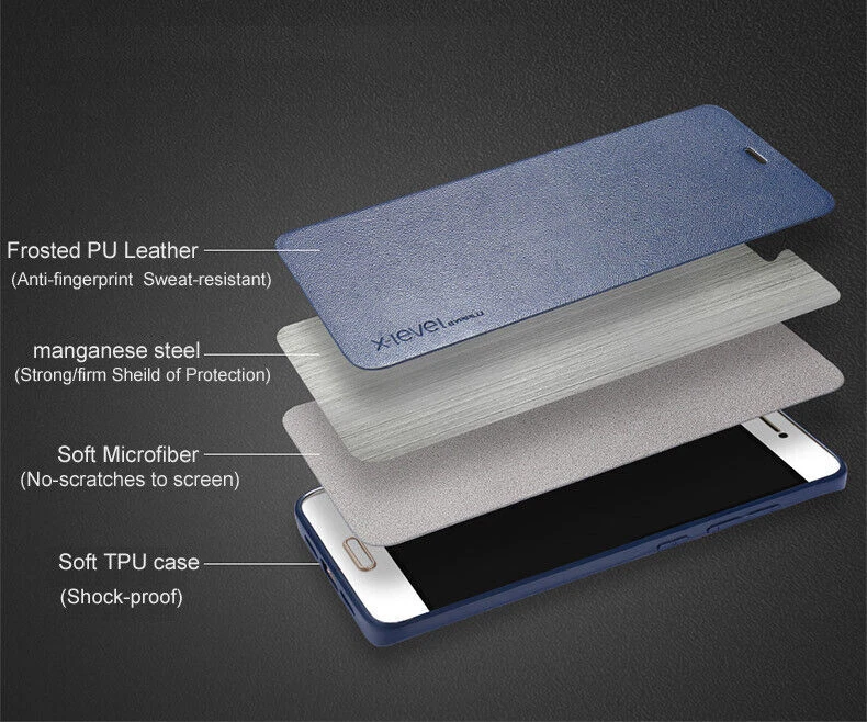 For Samsung Galaxy S9 PLUS X-Level FIBCOLOR Ultra Slim Full Flip Case/Stand BLUE — 第 4/4 张图片