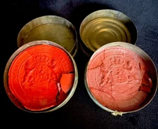2 European DUTCH Antique Wax Seals Large Size Academia Lugduno Batava