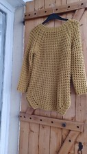 Tunique en laine mohair grosses mailles jaune moutarde Taille 36