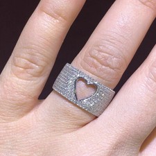 Herz Form Trauringe Diamant Band Hochzeit Ring Verlobungsring Weißgold-Finish