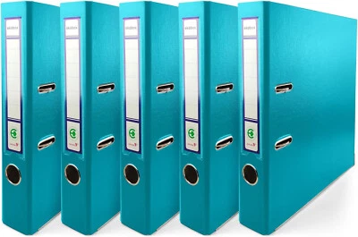 NETUNO 5x Ring-Buch türkis DIN A4 2-Ring-Mechanik 5cm Ringmappe A4 schmaler Aktenordner
