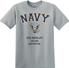 USS SMALLEY *DD-565 *DESTROYER*NAVY EAGLE*T-SHIRT.OFFICIALLY LICENSED