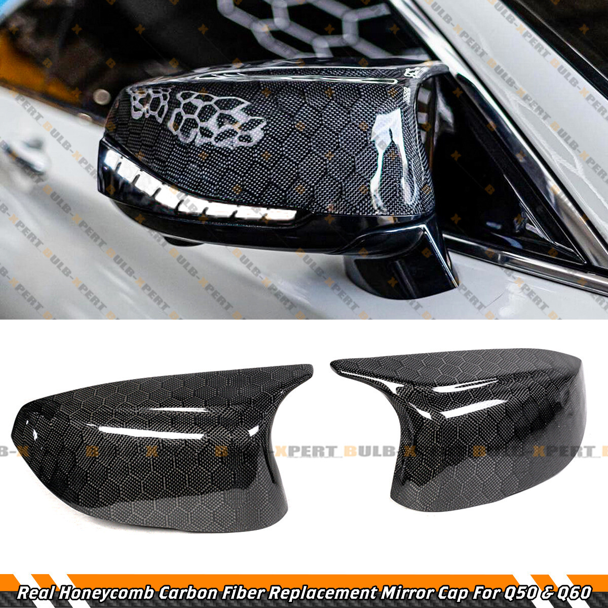 Mirror Caps Infiniti 2014-2024 Q50 Q60 Q70 QX30 QX50 Carbon Fiber Side Mirror Cover... Infiniti Q50 - Foto 11