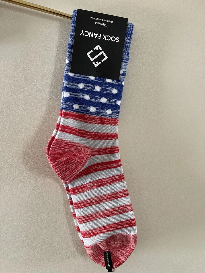 Calcetines cómodos unisex SOCK FANCY patrióticos, rayas y puntos de EE. UU. Talla: 5-11 Foto 3 de 3